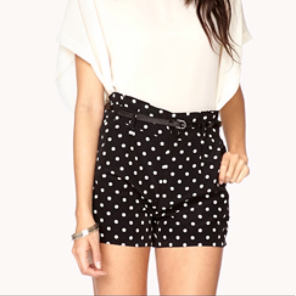 ZARA Black & Cream High Waisted Polkadot Shorts